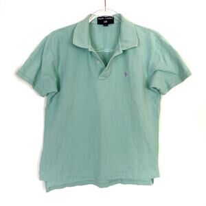 Ralph Lauren Mint Aqua Polo Shirt Short Sleeve 100% Cotton Womens Large